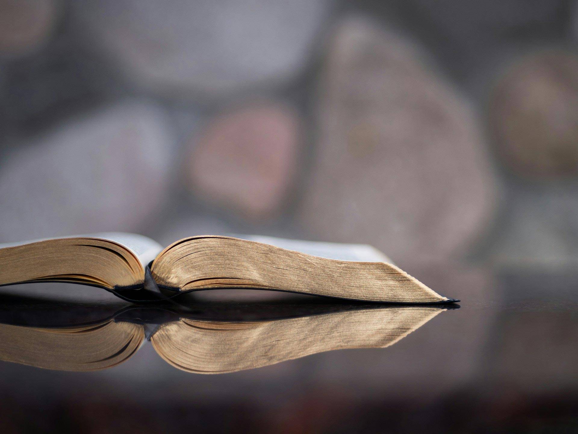 Quelle: unsplash.com / Aaron Burden, https://unsplash.com/photos/cmIqkMPfpMQ Bibel aufgeschlagen